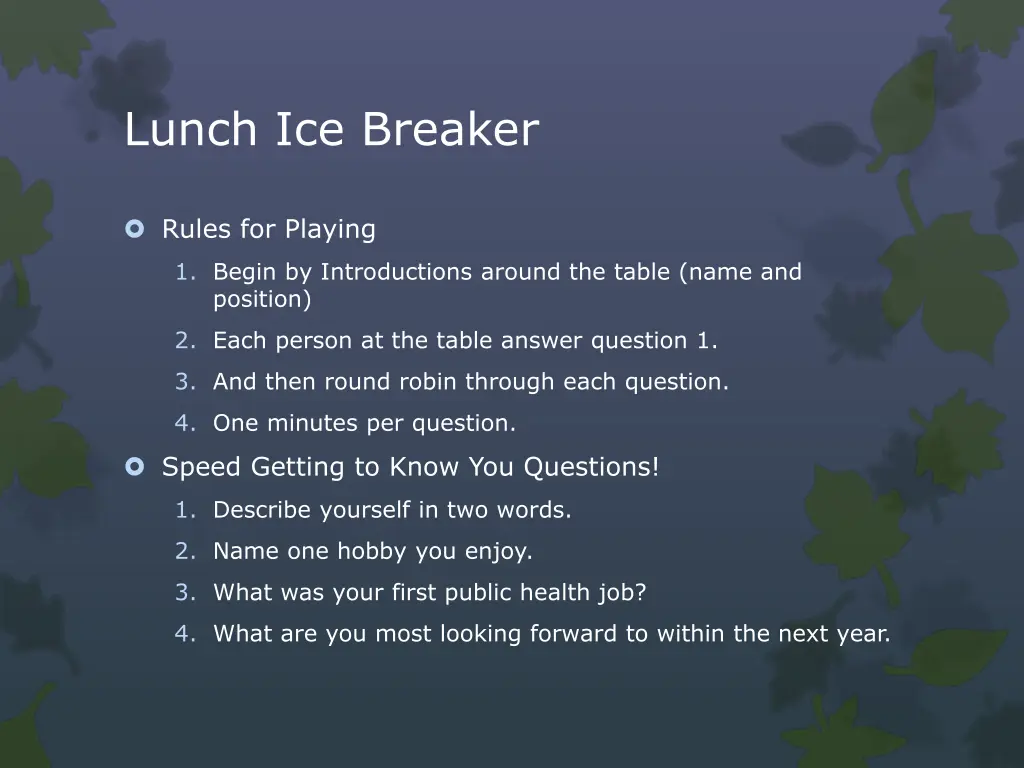 lunch ice breaker