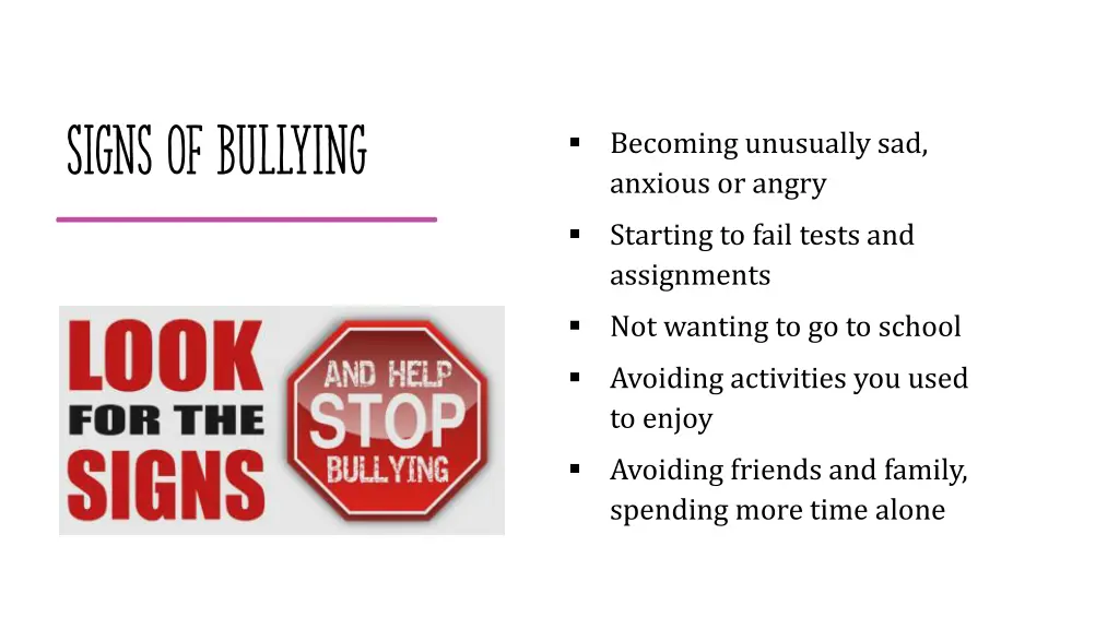 signs of bullying