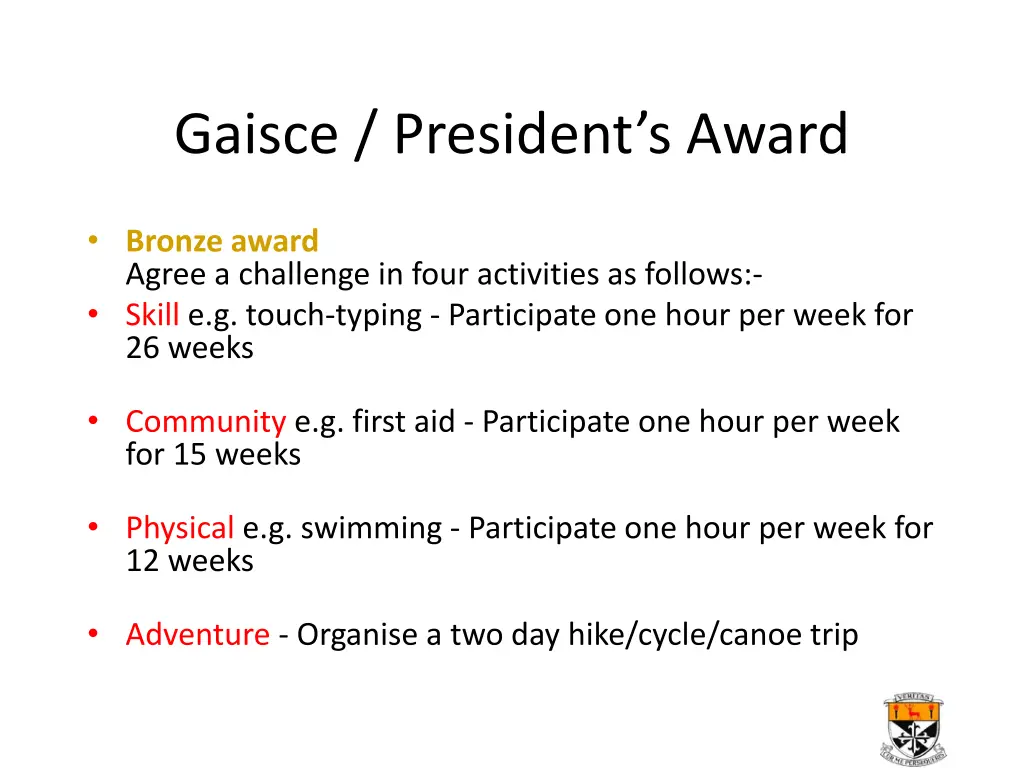 gaisce president s award