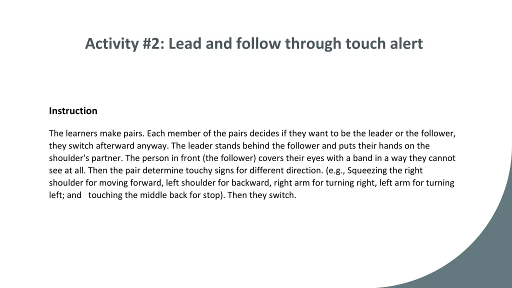 activity 2 lead and follow through touch alert