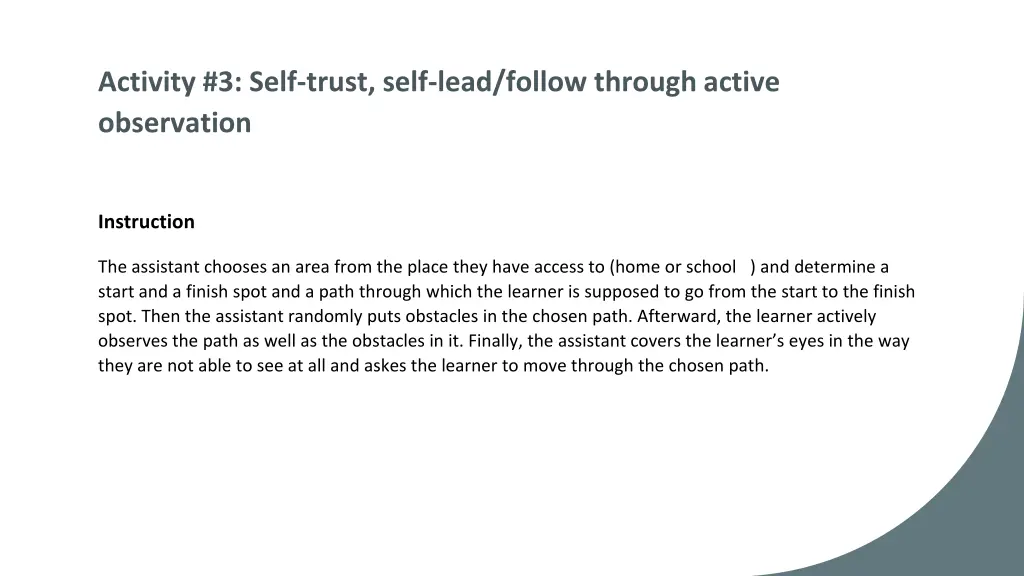 activity 3 self trust self lead follow through