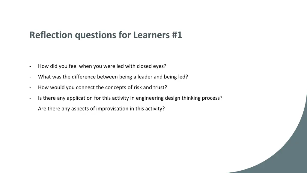 reflection questions for learners 1