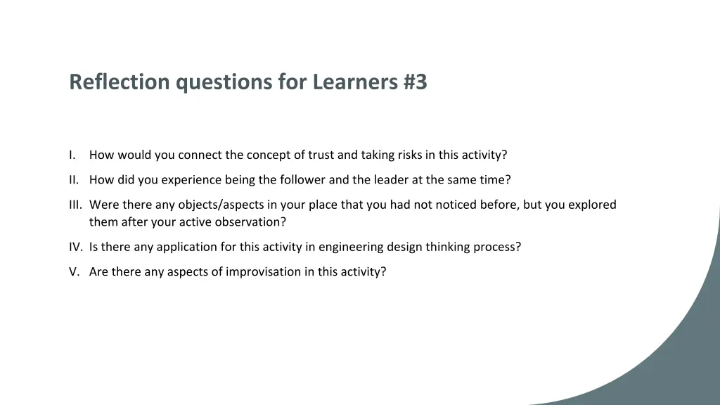 reflection questions for learners 3