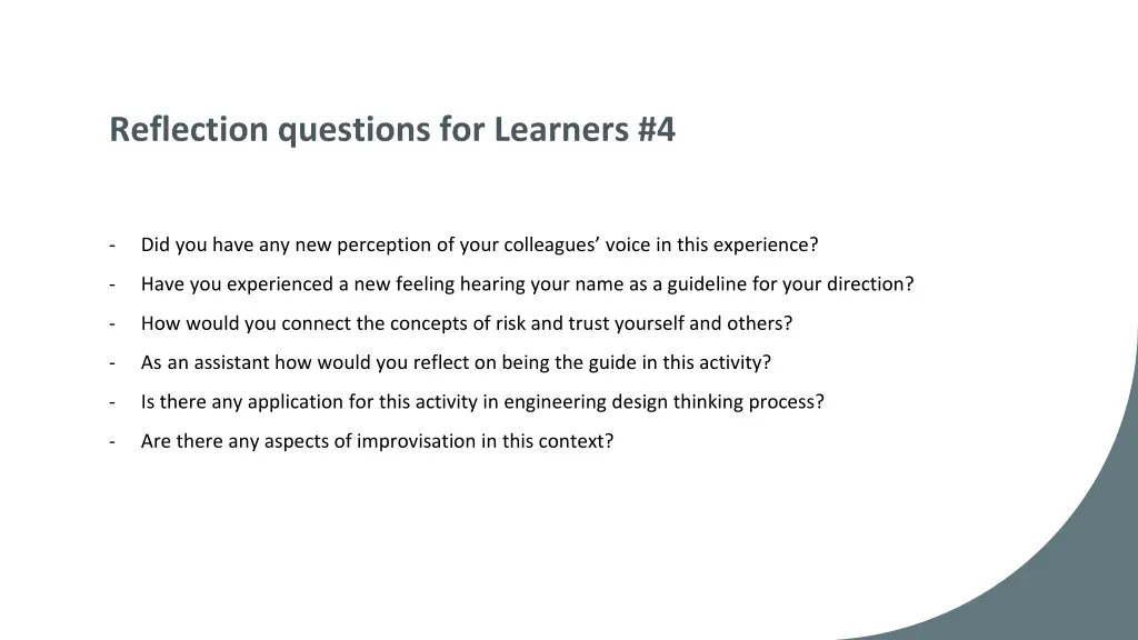 reflection questions for learners 4