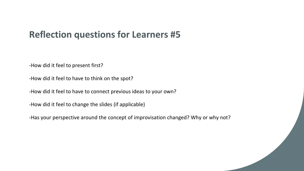 reflection questions for learners 5