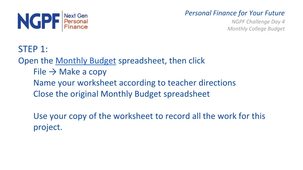 personal finance for your future ngpf challenge 1