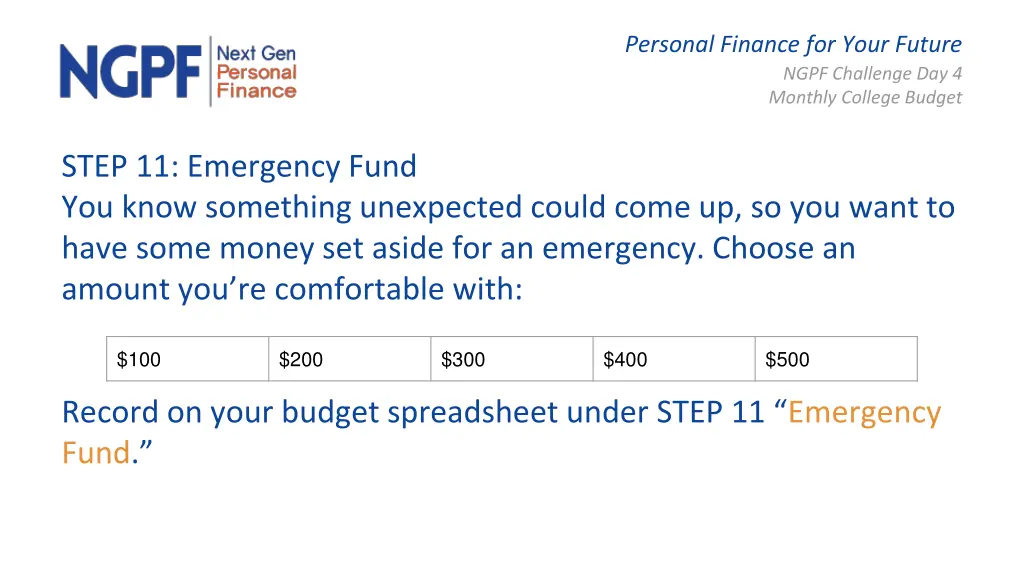 personal finance for your future ngpf challenge 13