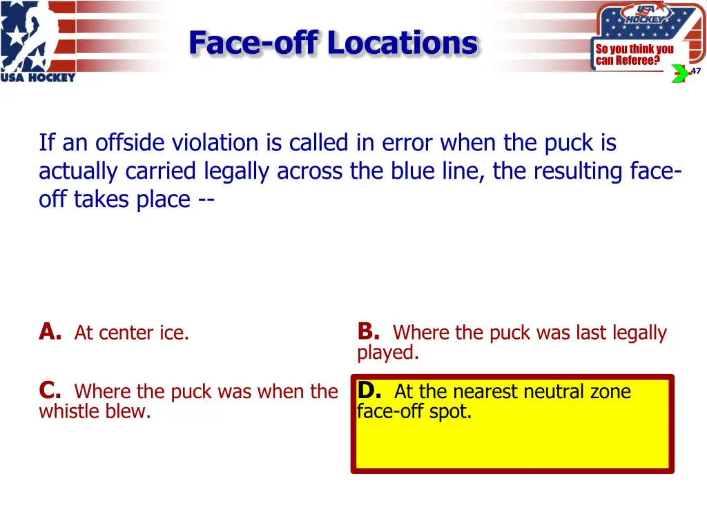 face off locations 1