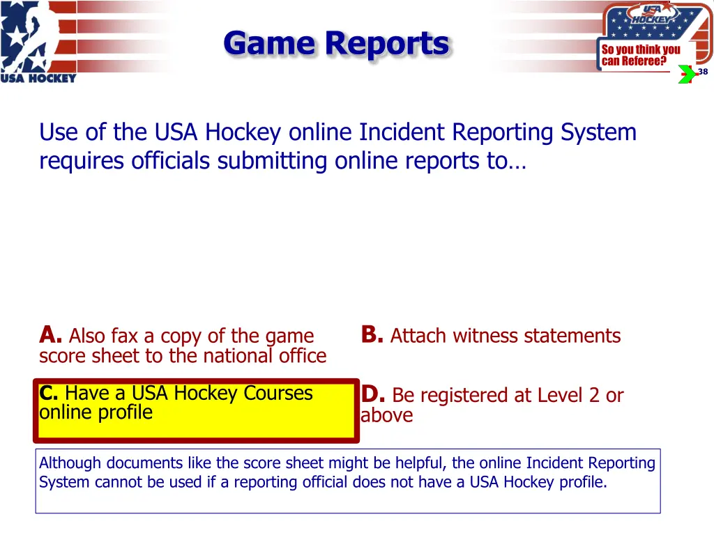 game reports 2