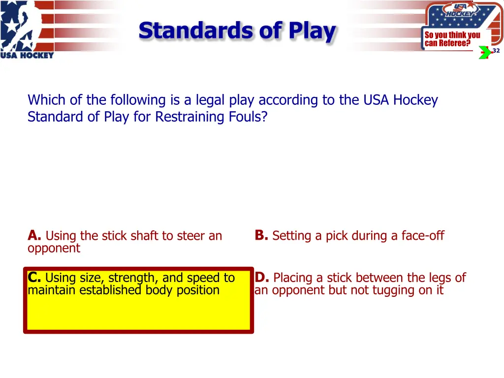 standards of play