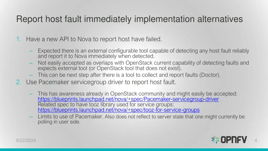 report host fault immediately implementation