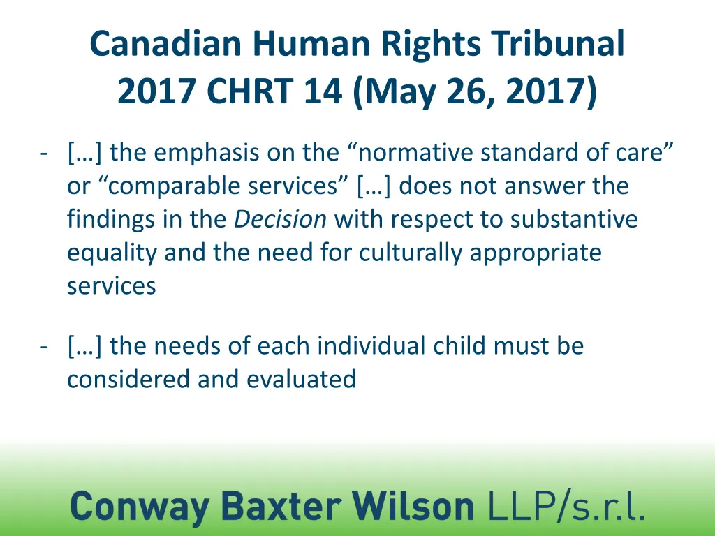 canadian human rights tribunal 2017 chrt 1