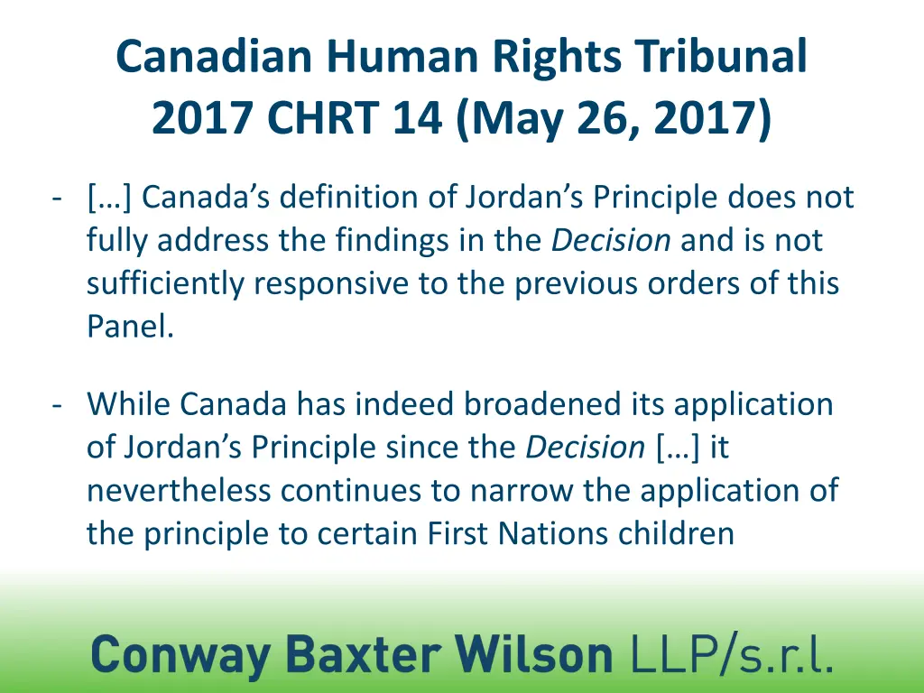 canadian human rights tribunal 2017 chrt