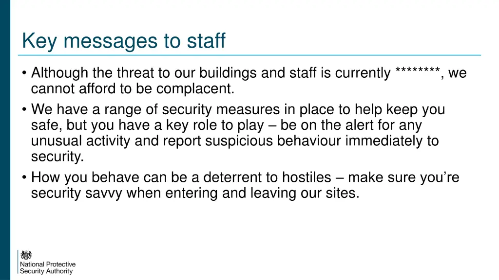 key messages to staff