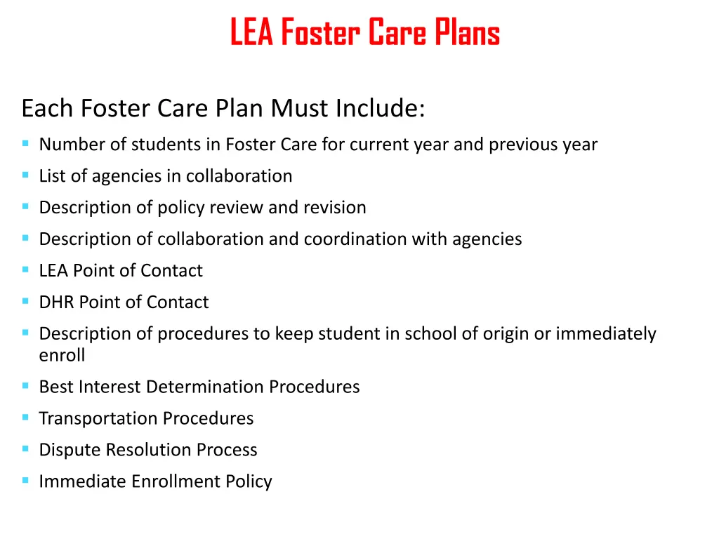 lea foster care plans