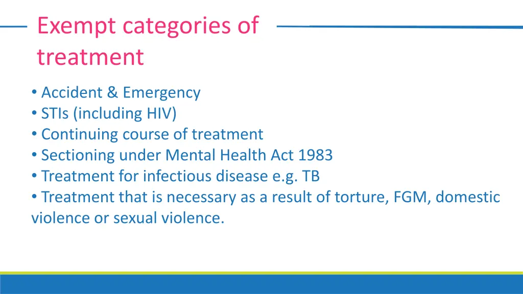 exempt categories of treatment