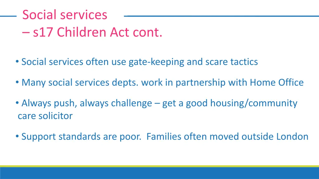 social services s17 children act cont