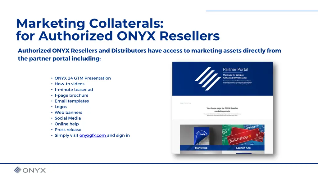 marketing collaterals for authorized onyx