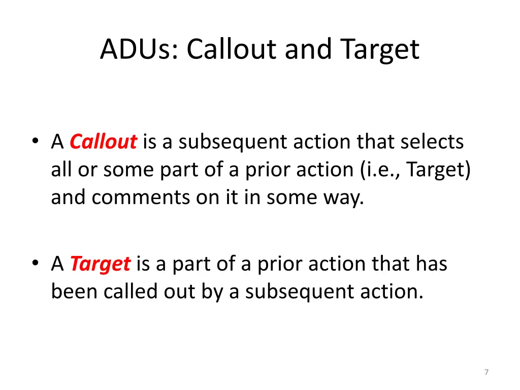 adus callout and target