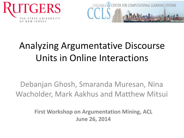 analyzing argumentative discourse units in online