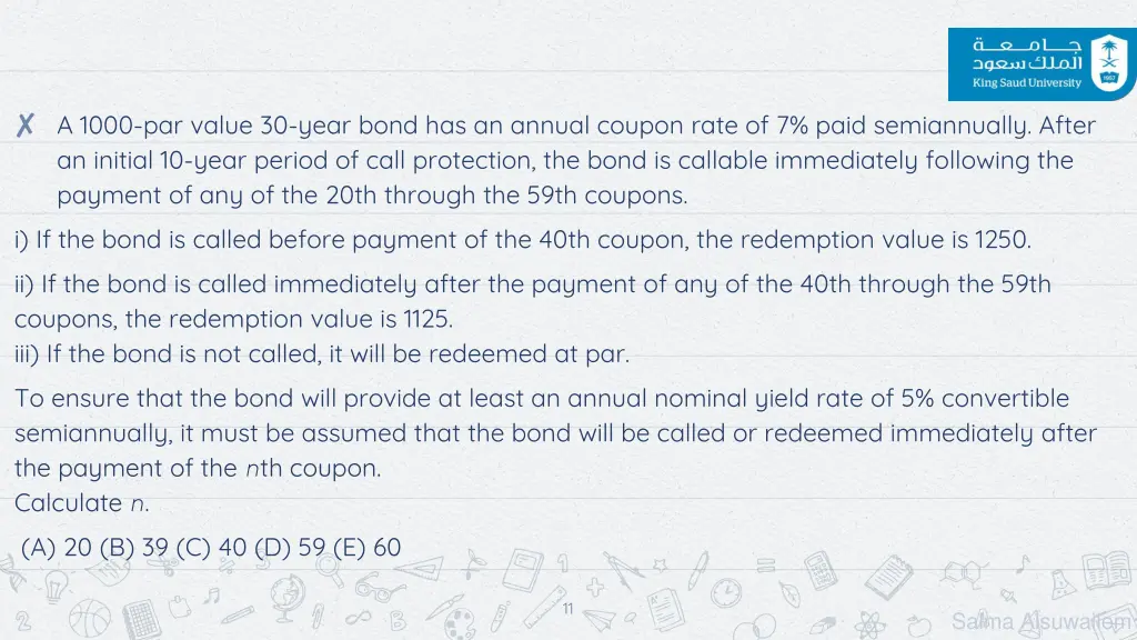 a 1000 par value 30 year bond has an annual