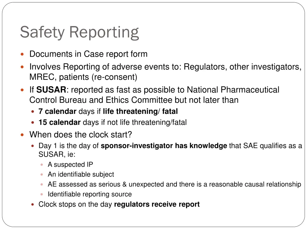 safety reporting