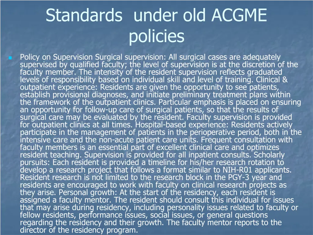 standards under old acgme policies