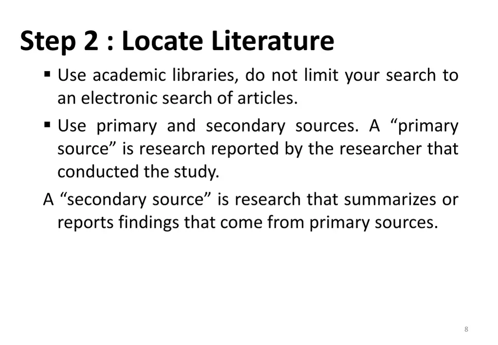 step 2 locate literature use academic libraries