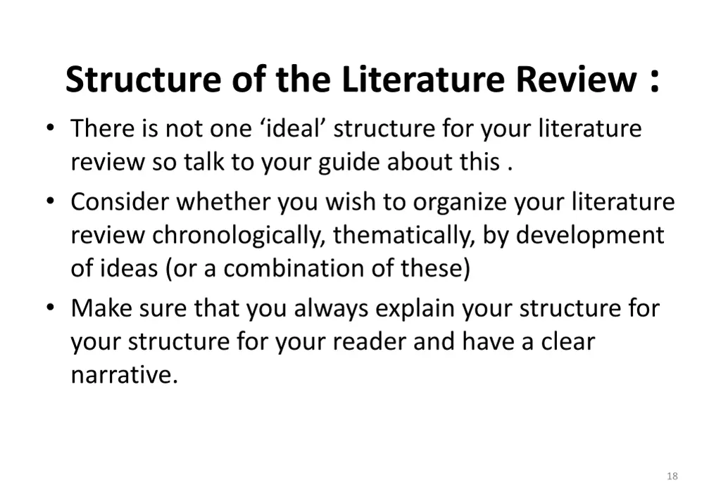 structure of the literature review there