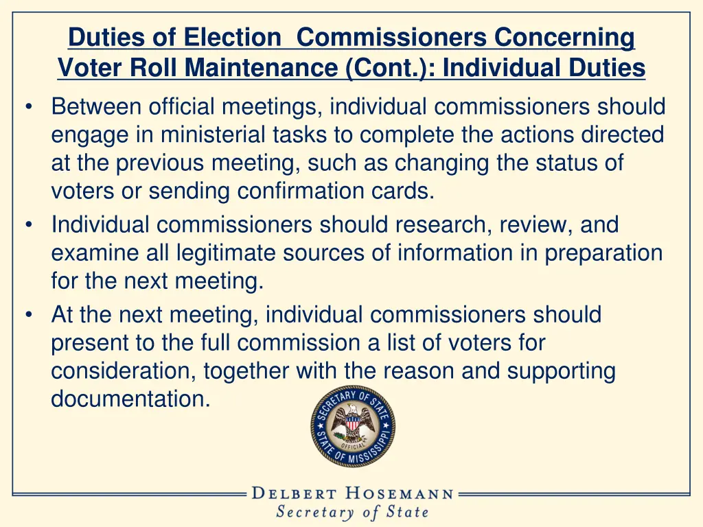 duties of election commissioners concerning voter 3