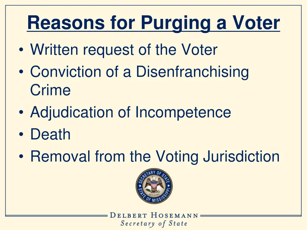 reasons for purging a voter written request