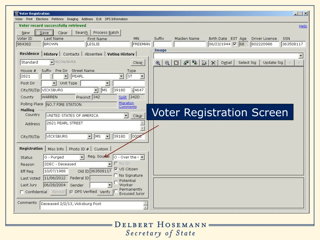 voter registration screen