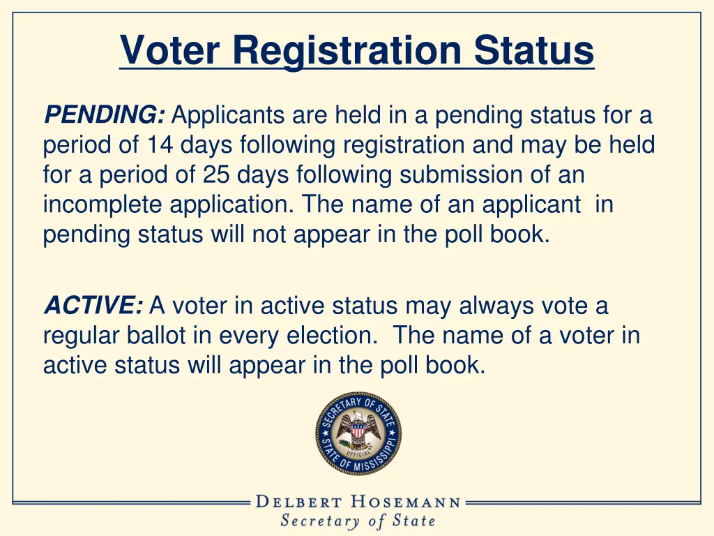 voter registration status