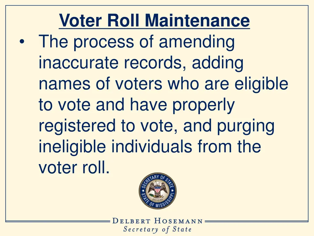 voter roll maintenance 1