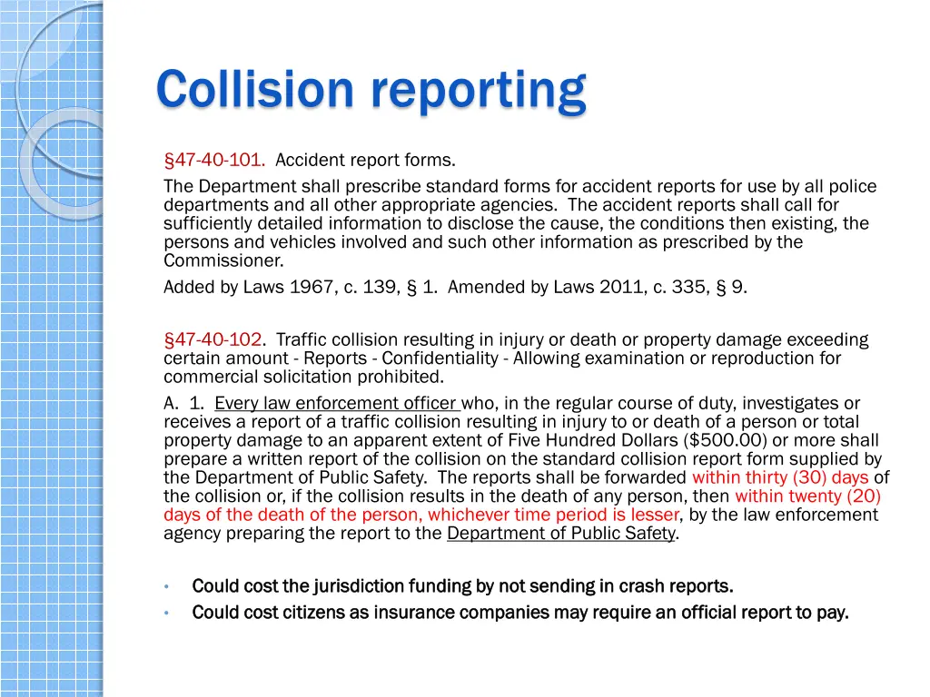 collision reporting