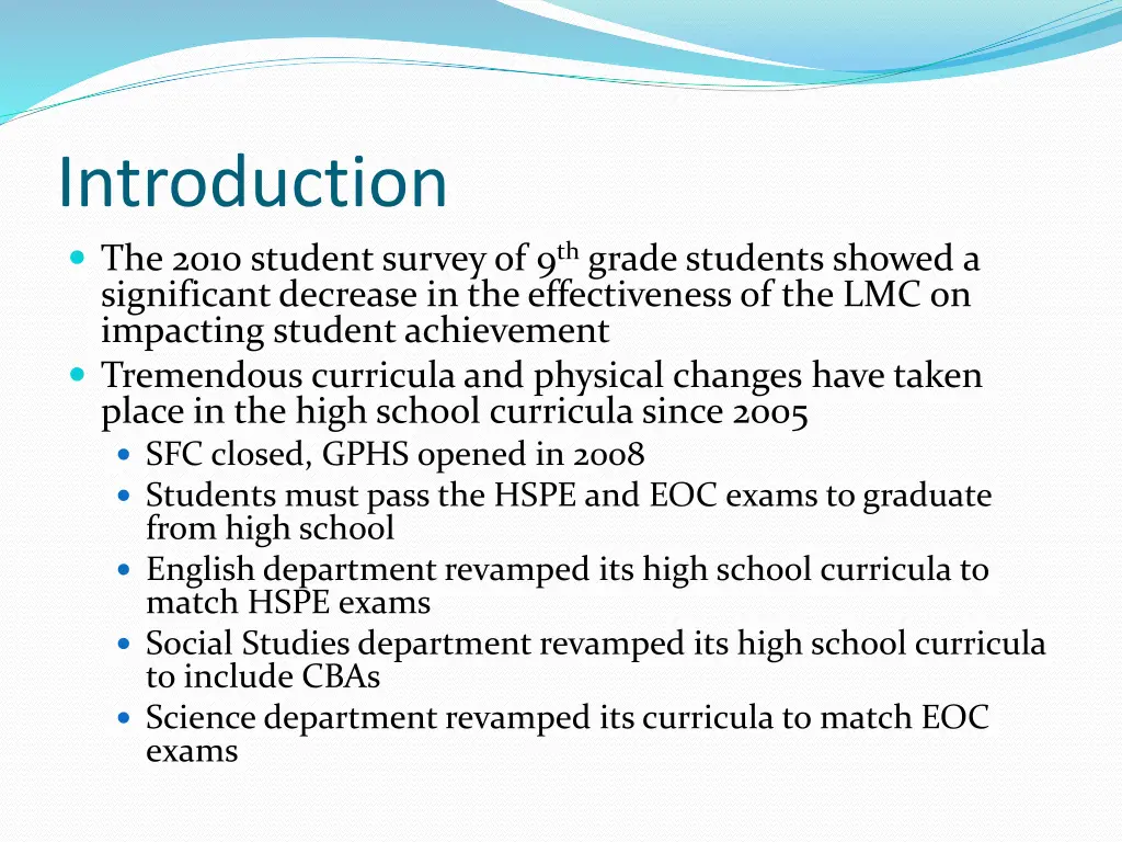 introduction the 2010 student survey