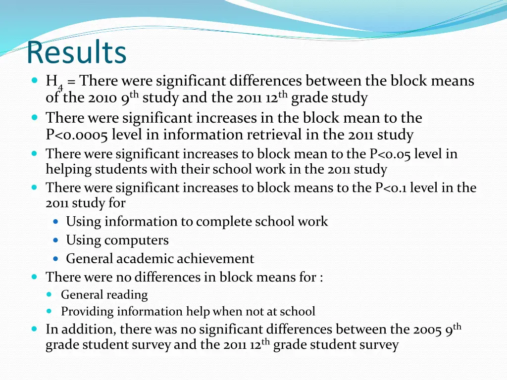 results h 4 there were significant differences