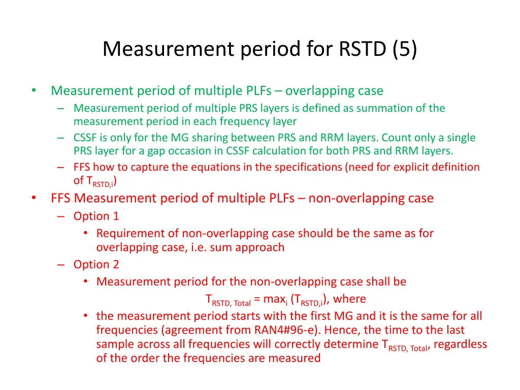 measurement period for rstd 5