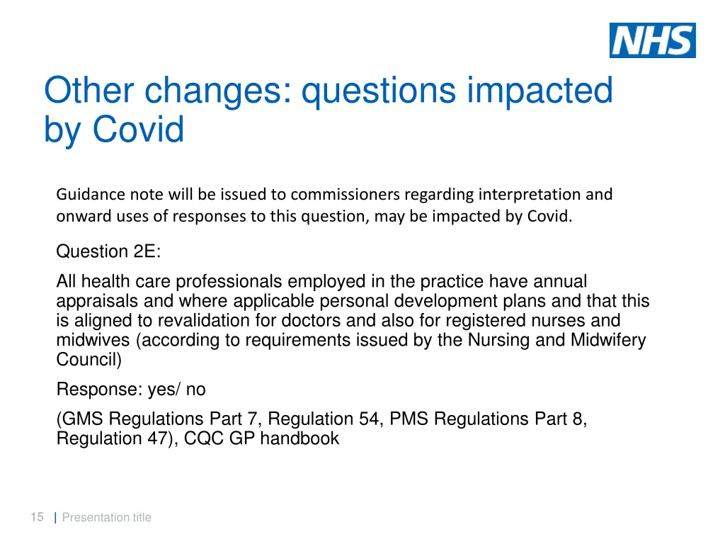 other changes questions impacted by covid