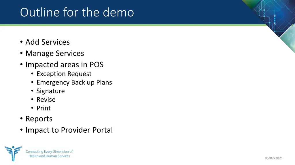 outline for the demo