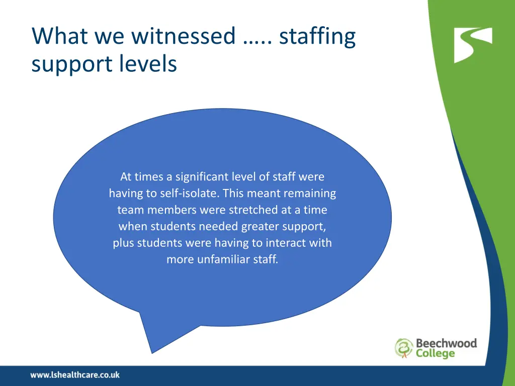 what we witnessed staffing support levels