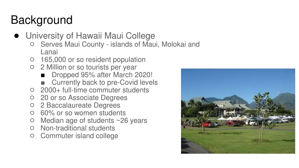 background university of hawaii maui college