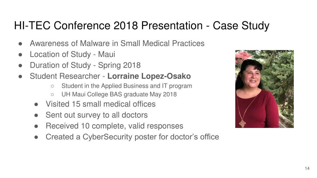 hi tec conference 2018 presentation case study