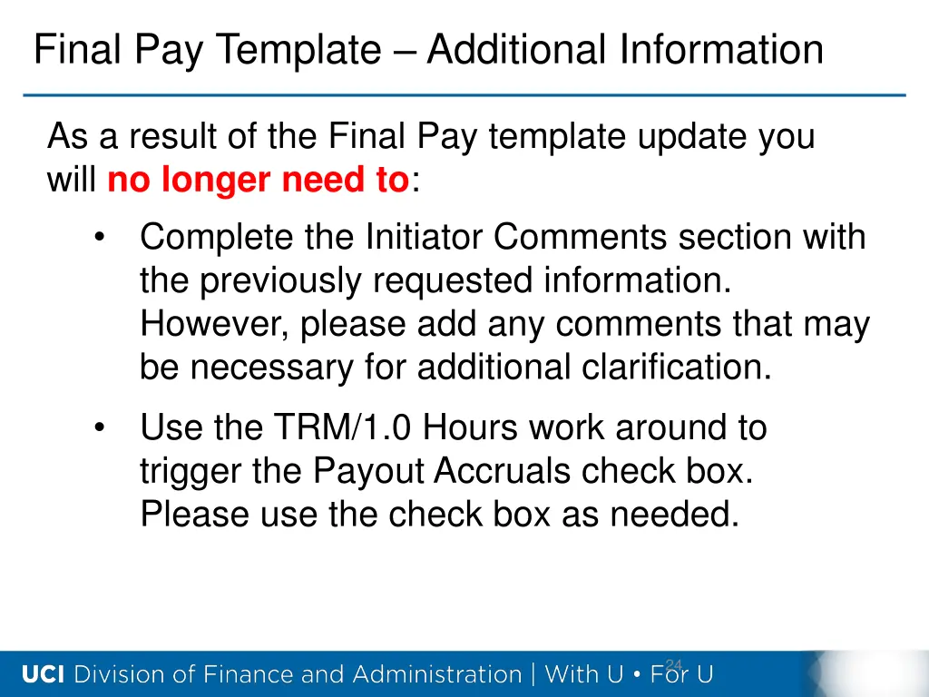 final pay template additional information