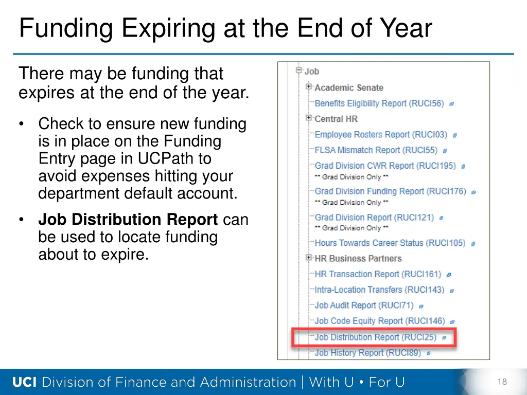 funding expiring at the end of year