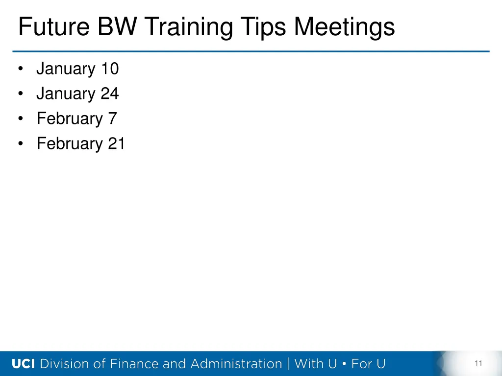 future bw training tips meetings