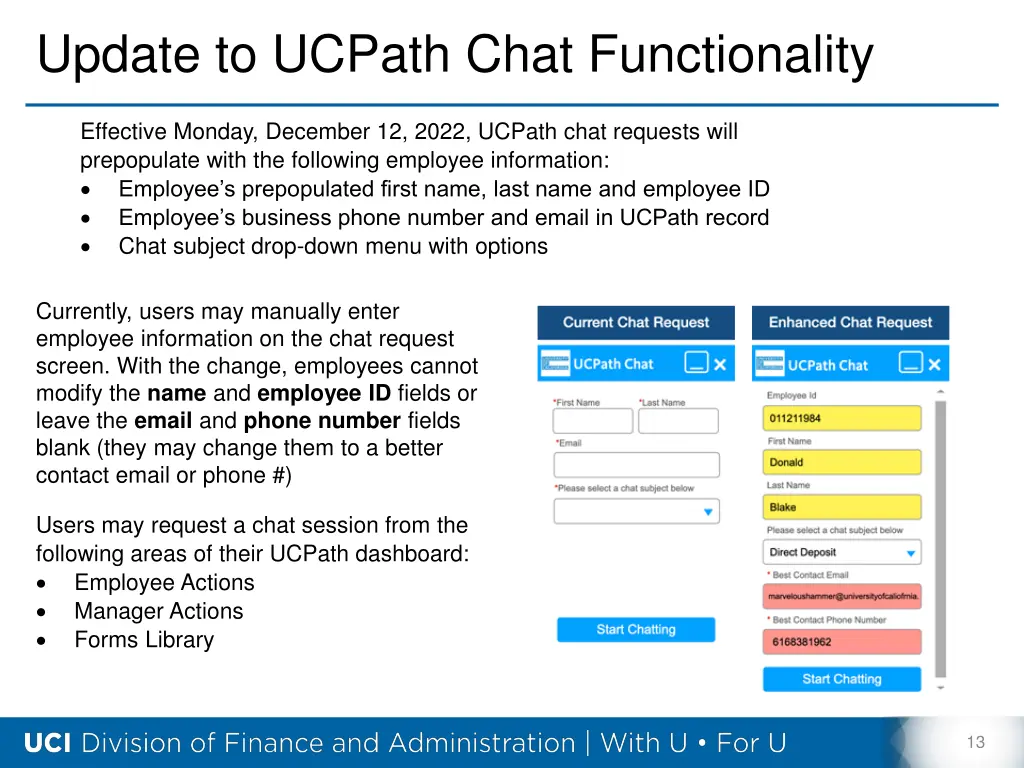 update to ucpath chat functionality