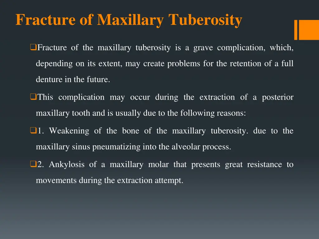 fracture of maxillary tuberosity