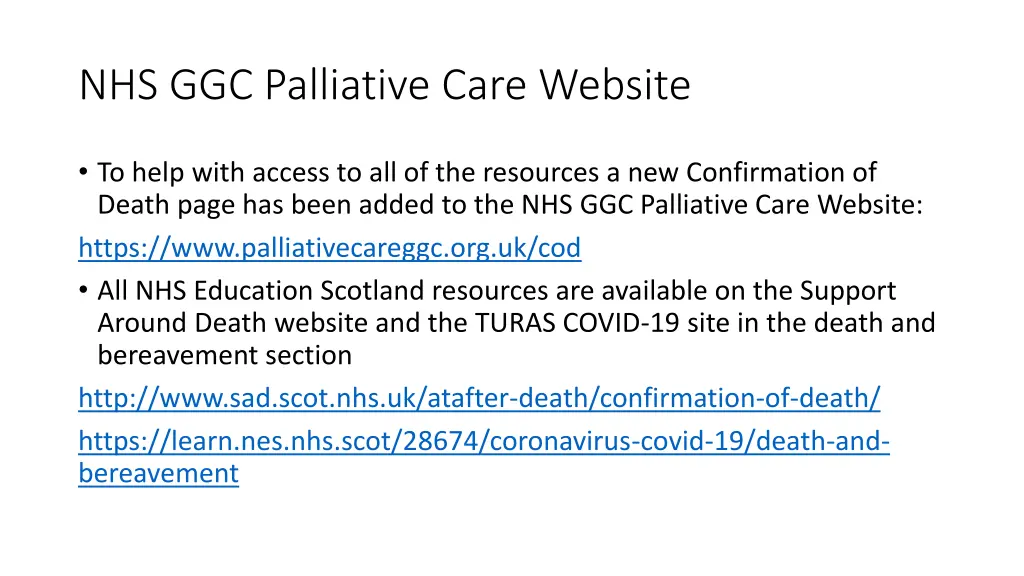 nhs ggc palliative care website