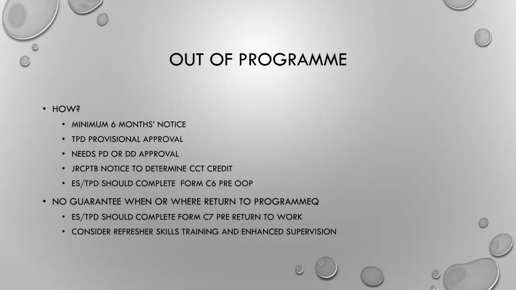 out of programme 1